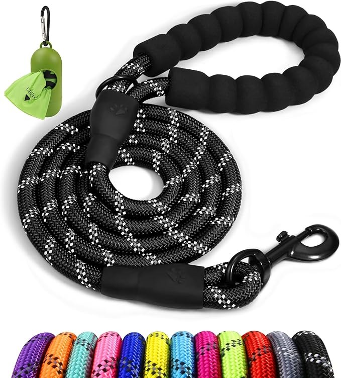 Taglory Rope Dog Leash 6 FT Black