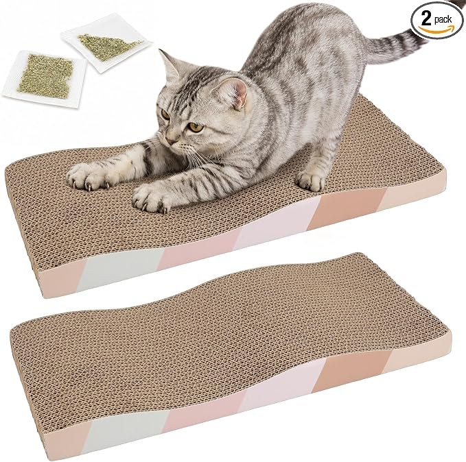 SIDAZON Cardboard Cat Scratcher 2 Pack