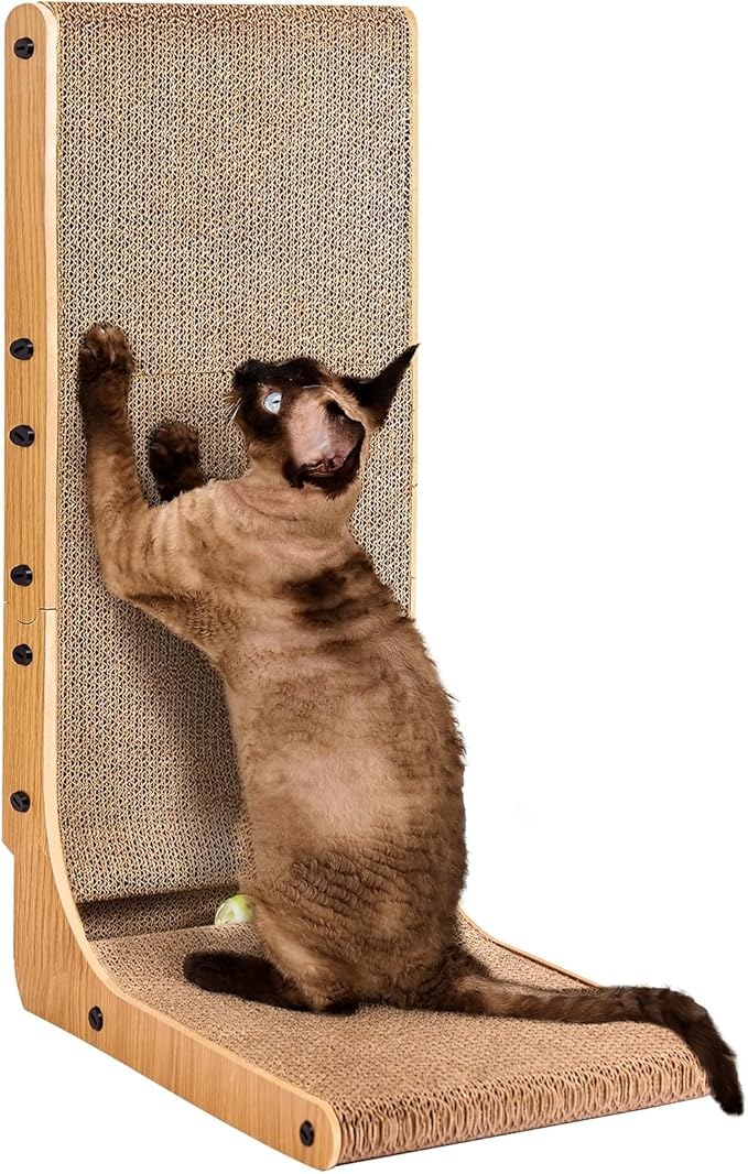 EHEYCIGA Cardboard Cat Scratcher L-Shaped 26.8 Inch